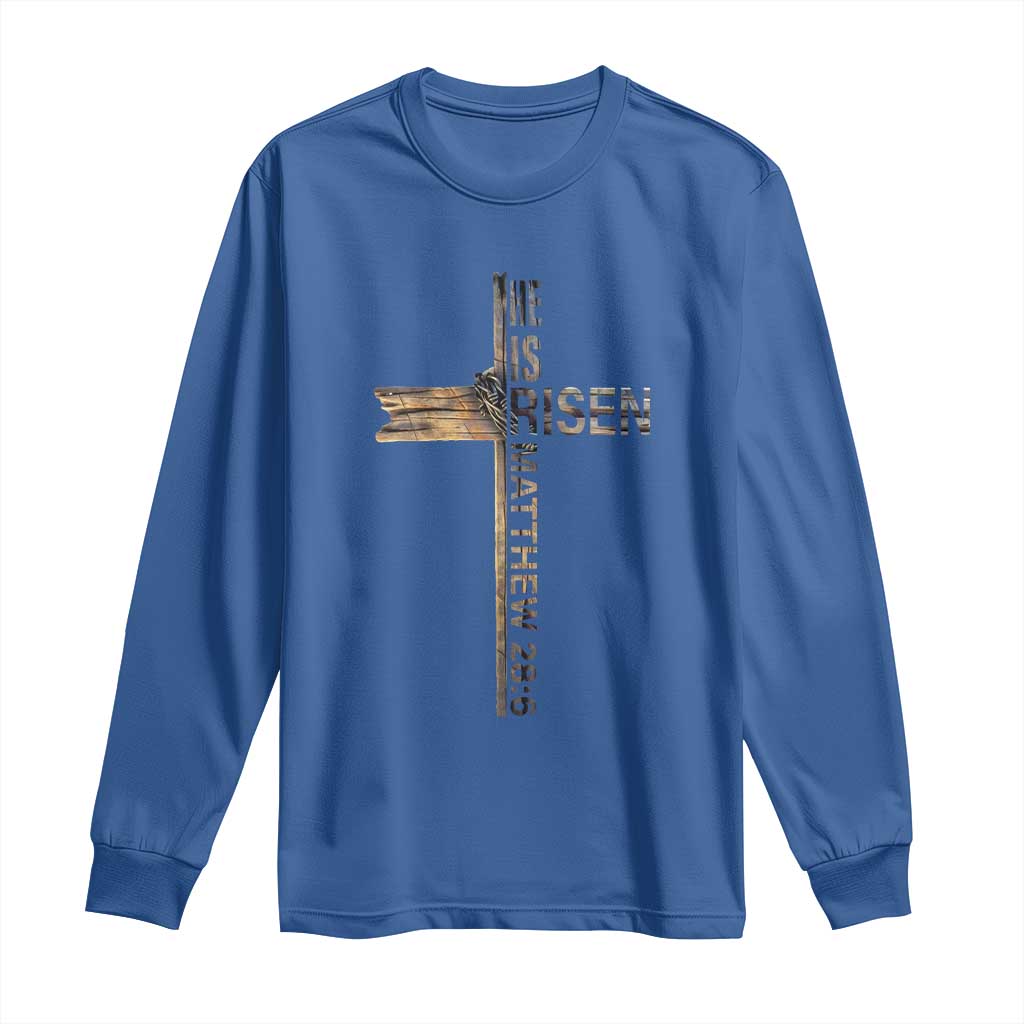 He is Risen Long Sleeve Shirt Religious Easter Cross Jesus Christian