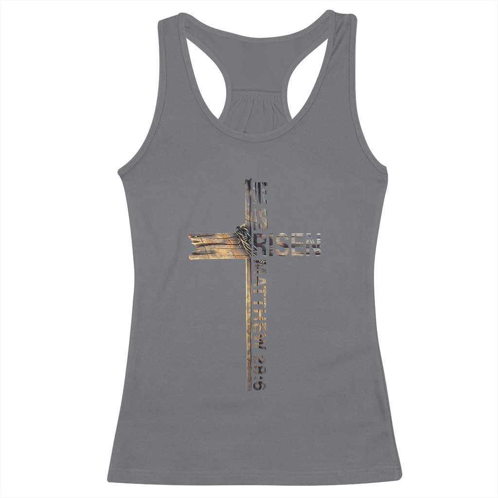 He is Risen Racerback Tank Top Religious Easter Cross Jesus Christian