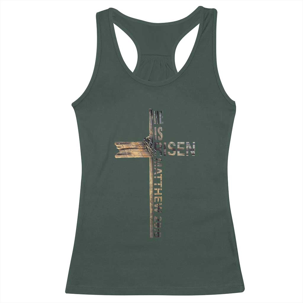 He is Risen Racerback Tank Top Religious Easter Cross Jesus Christian