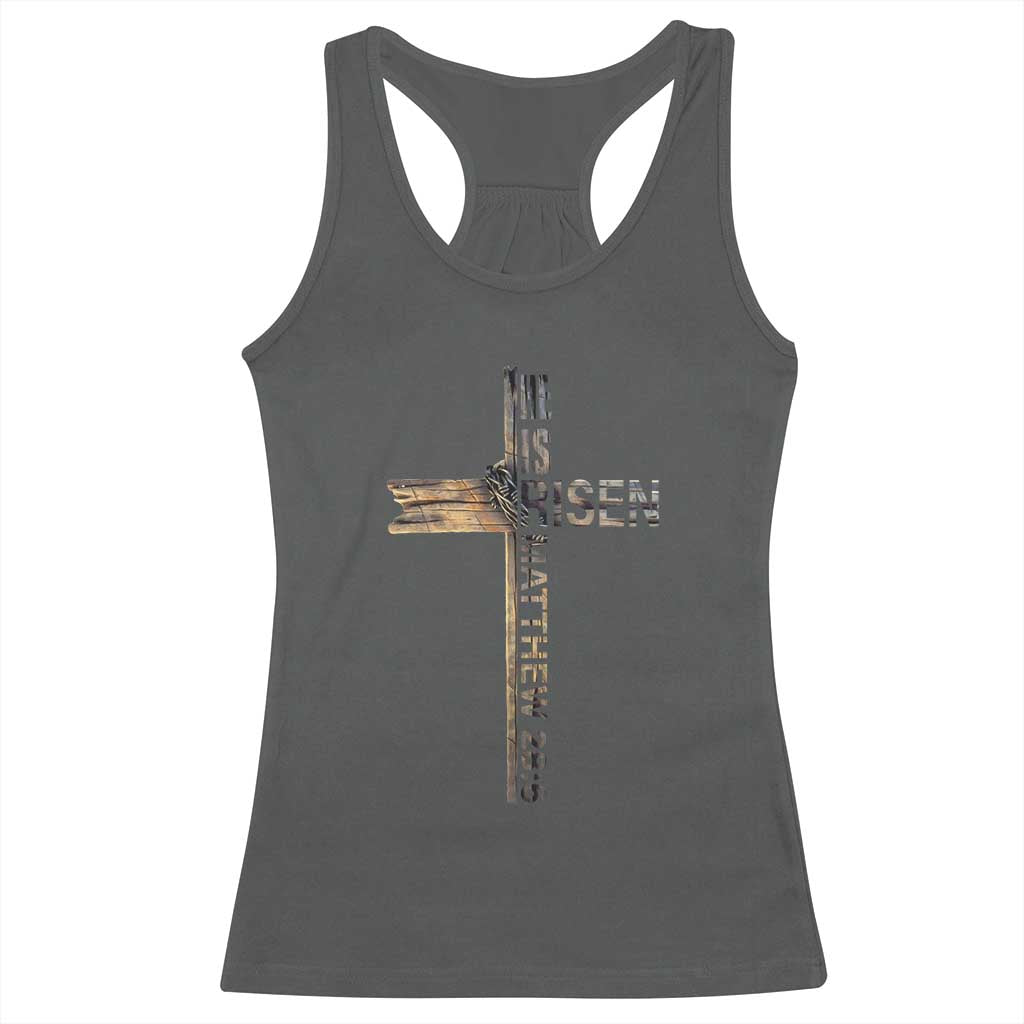 He is Risen Racerback Tank Top Religious Easter Cross Jesus Christian