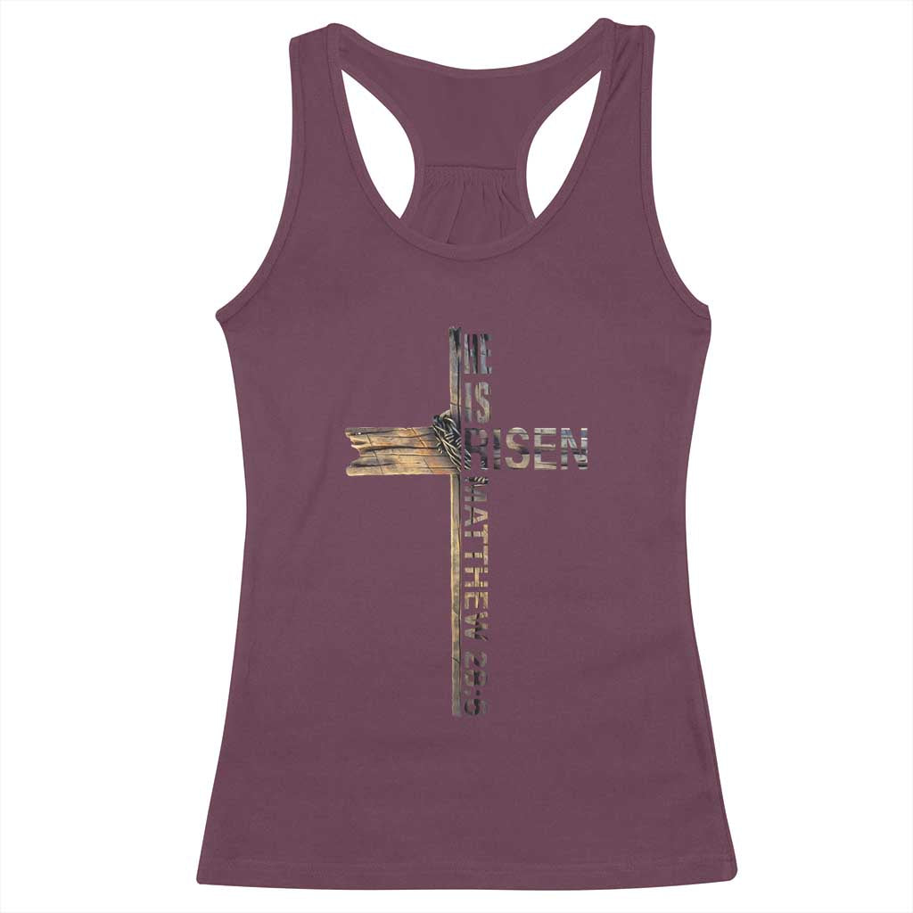He is Risen Racerback Tank Top Religious Easter Cross Jesus Christian