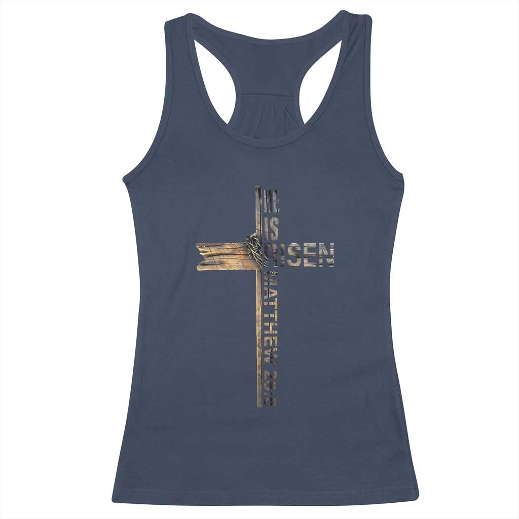 He is Risen Racerback Tank Top Religious Easter Cross Jesus Christian