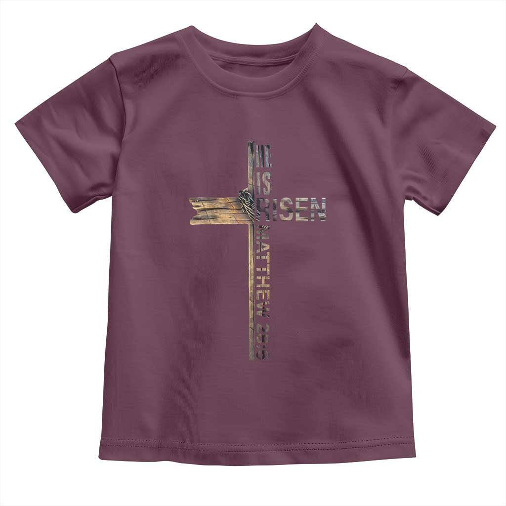 He is Risen Toddler T Shirt Religious Easter Cross Jesus Christian