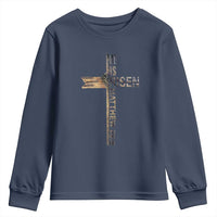 He is Risen Youth Sweatshirt Religious Easter Cross Jesus Christian