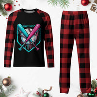 Baseball Drip Plaid Pajama Set Ice Cream Dripping Youth Boys Baseball Bats - Wonder Print Shop