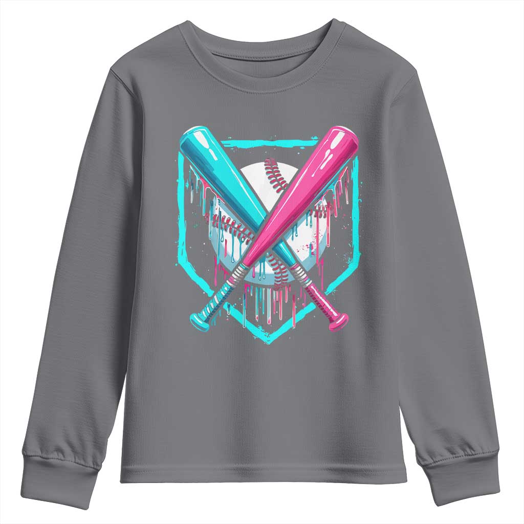 Baseball Drip Youth Sweatshirt Ice Cream Dripping Youth Boys Baseball Bats