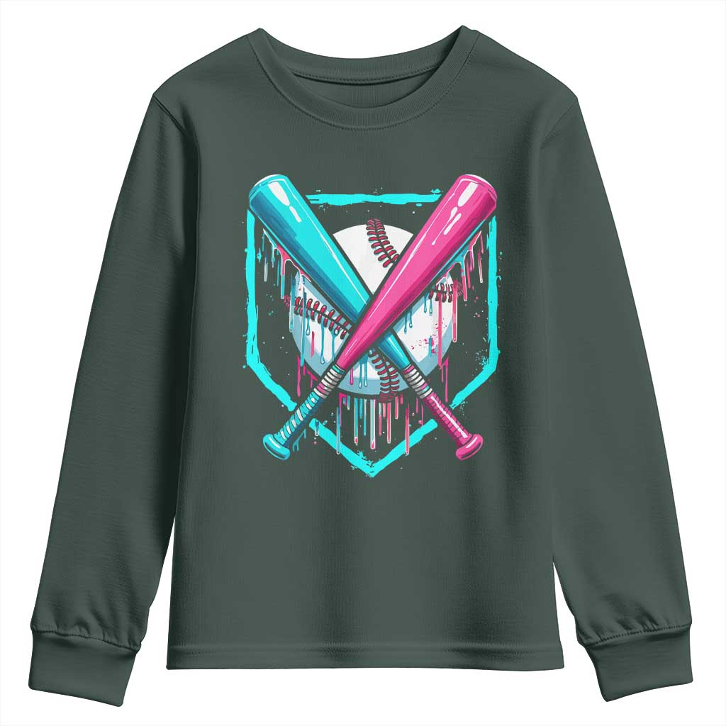 Baseball Drip Youth Sweatshirt Ice Cream Dripping Youth Boys Baseball Bats