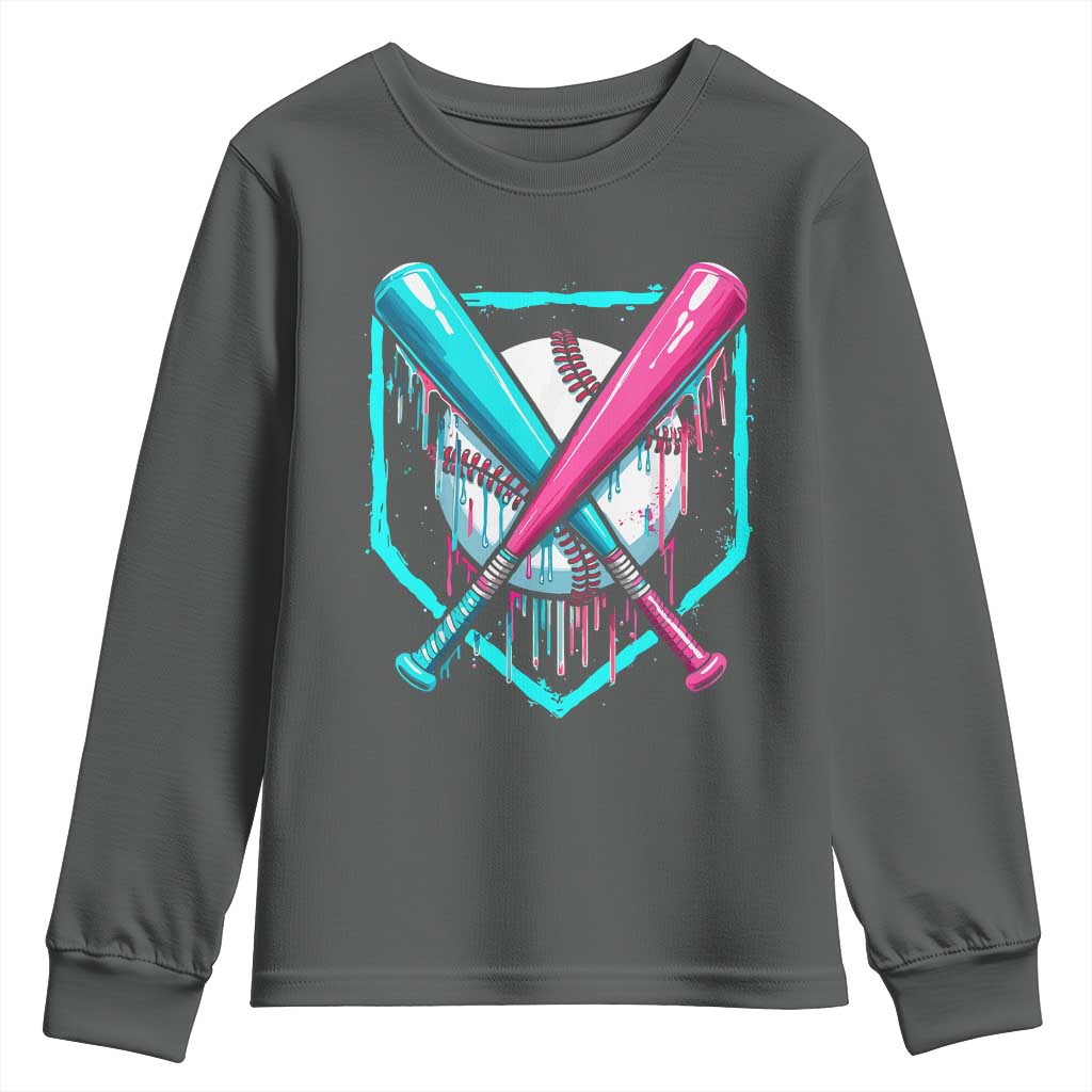 Baseball Drip Youth Sweatshirt Ice Cream Dripping Youth Boys Baseball Bats