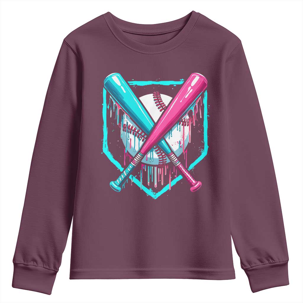 Baseball Drip Youth Sweatshirt Ice Cream Dripping Youth Boys Baseball Bats