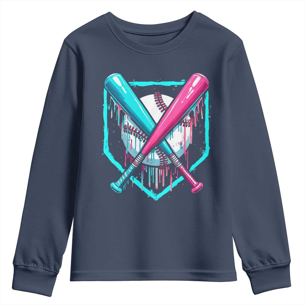 Baseball Drip Youth Sweatshirt Ice Cream Dripping Youth Boys Baseball Bats