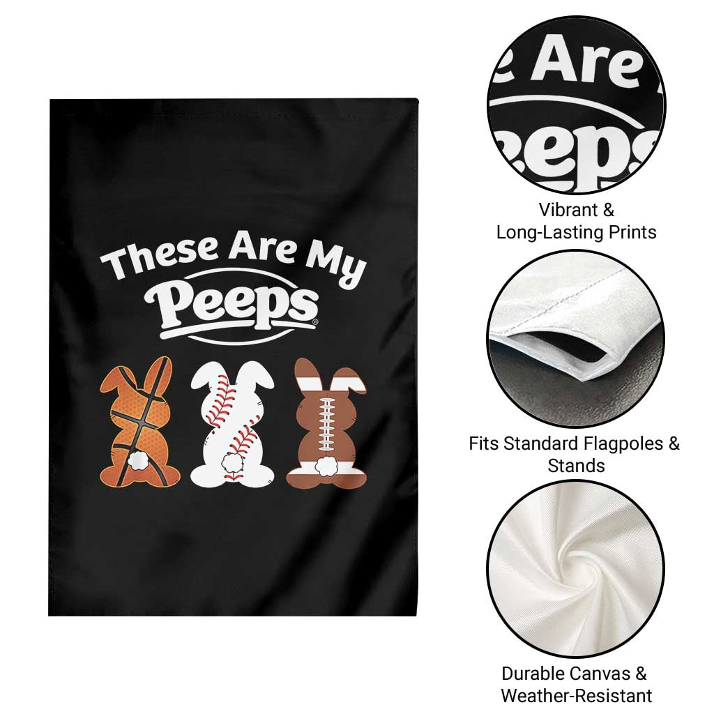 Baseball Basketball Football Easter Garden Flag Cute Bunny Game Day Sports These Are My Peeps - Wonder Print Shop
