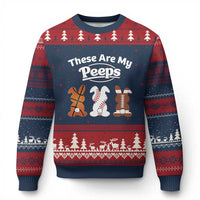 Baseball Basketball Football Easter Ugly Christmas Sweater Cute Bunny Game Day Sports These Are My Peeps - Wonder Print Shop