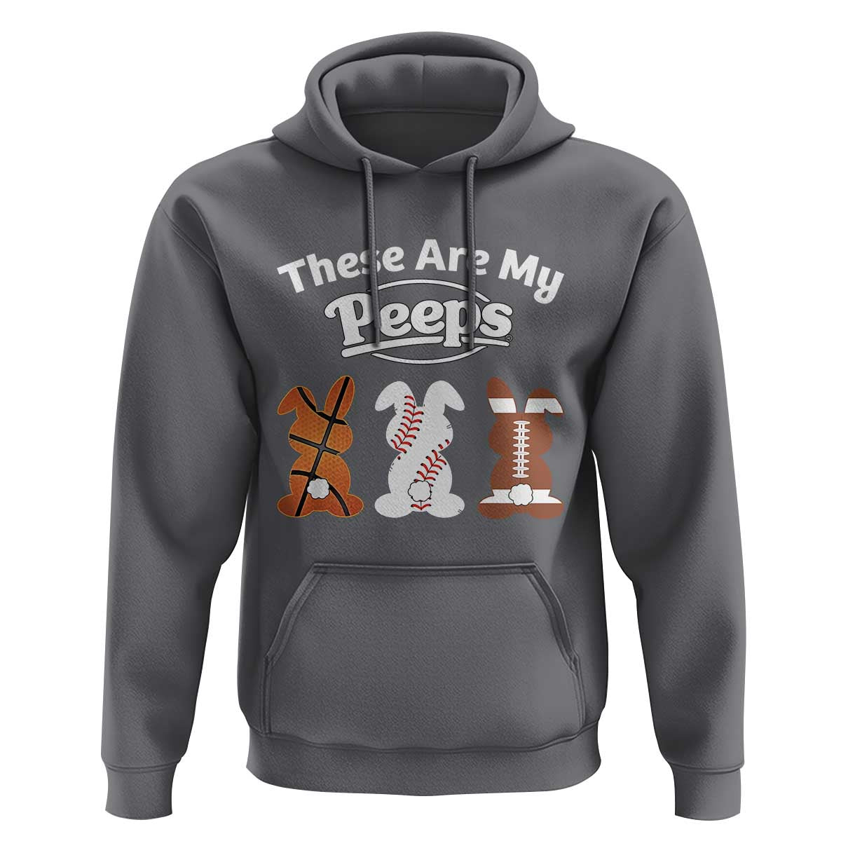 Baseball Basketball Football Easter Hoodie Cute Bunny Game Day Sports These Are My Peeps - Wonder Print Shop