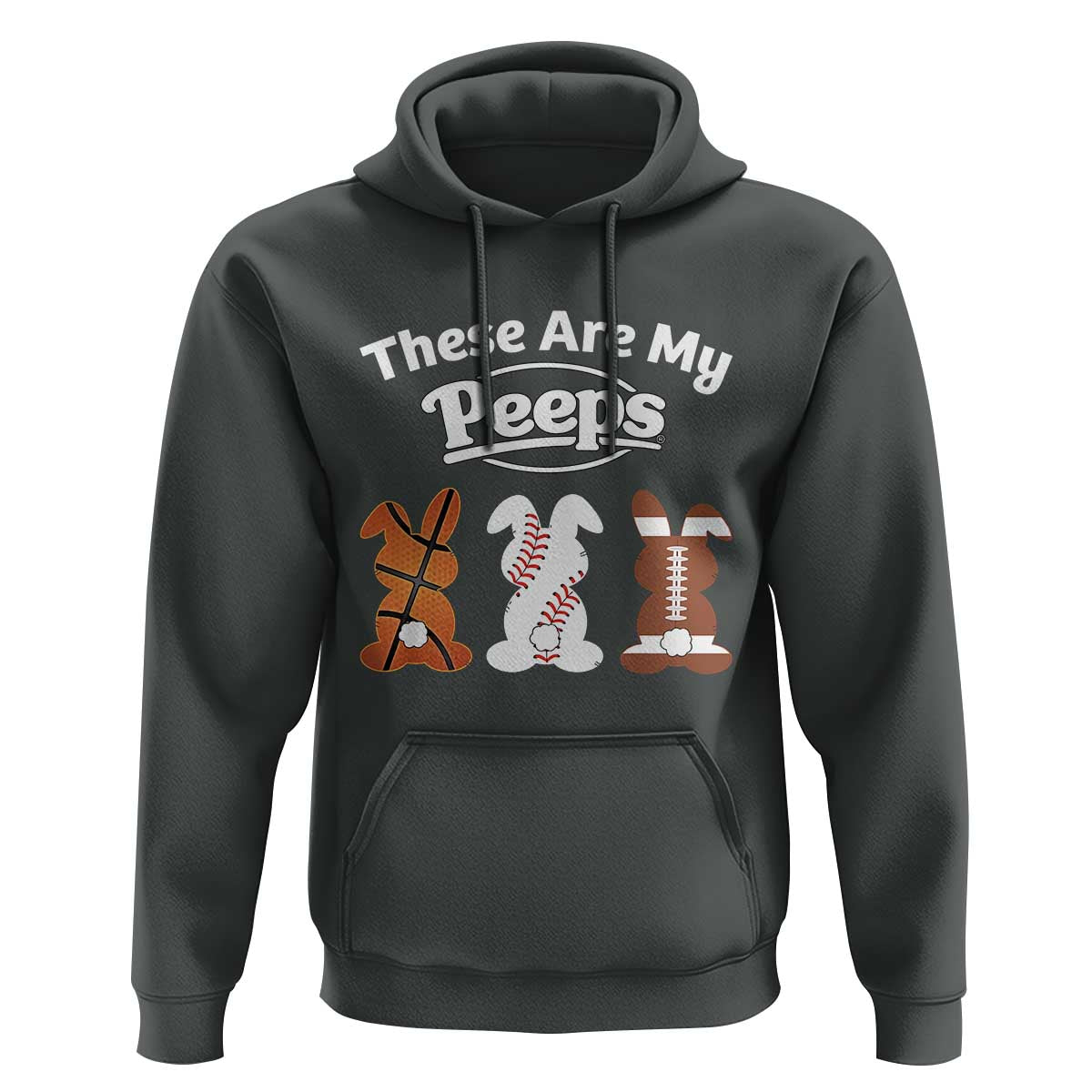 Baseball Basketball Football Easter Hoodie Cute Bunny Game Day Sports These Are My Peeps - Wonder Print Shop