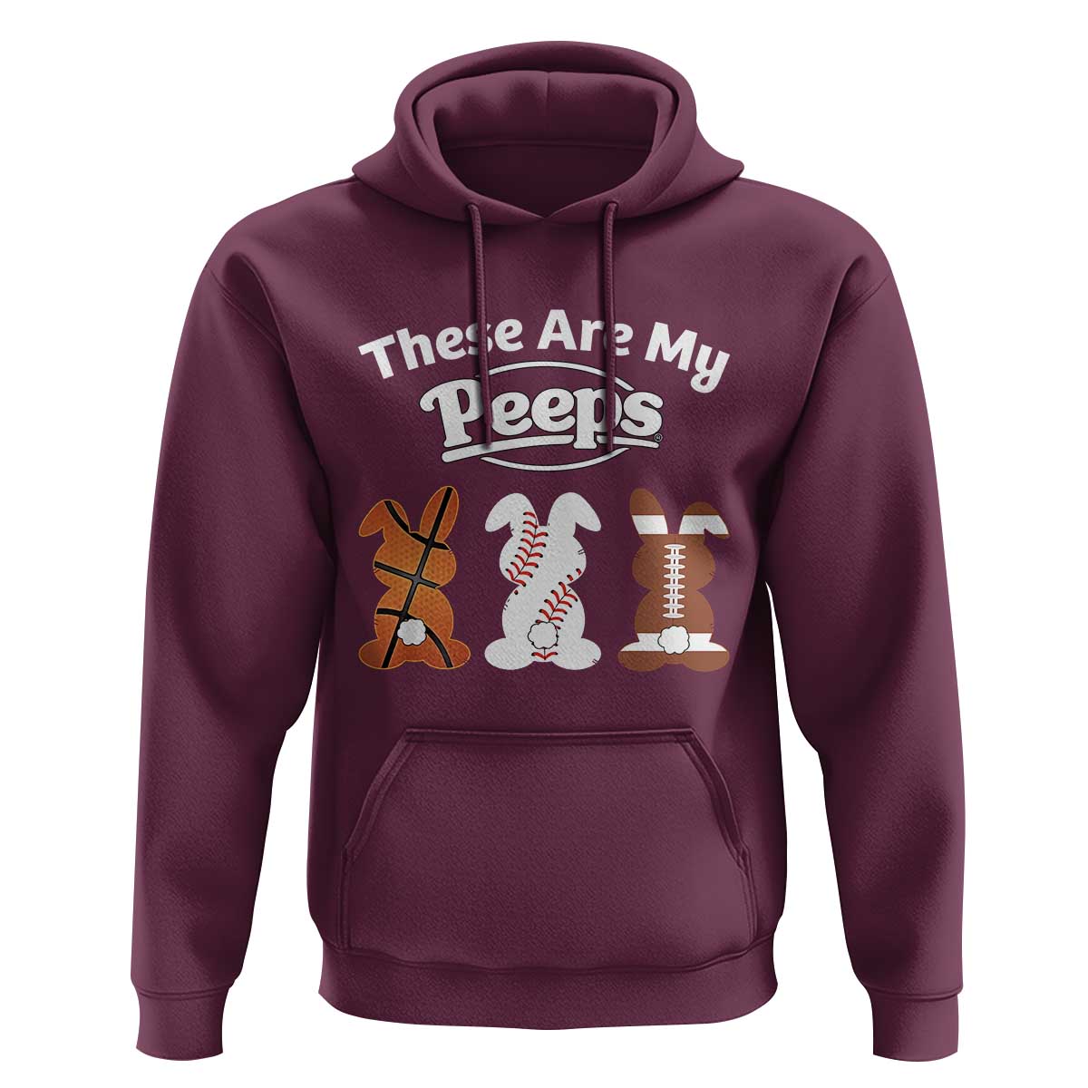 Baseball Basketball Football Easter Hoodie Cute Bunny Game Day Sports These Are My Peeps - Wonder Print Shop