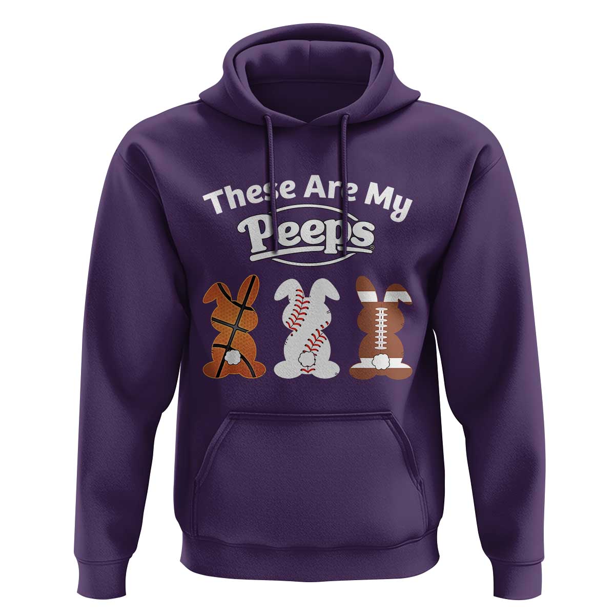 Baseball Basketball Football Easter Hoodie Cute Bunny Game Day Sports These Are My Peeps - Wonder Print Shop