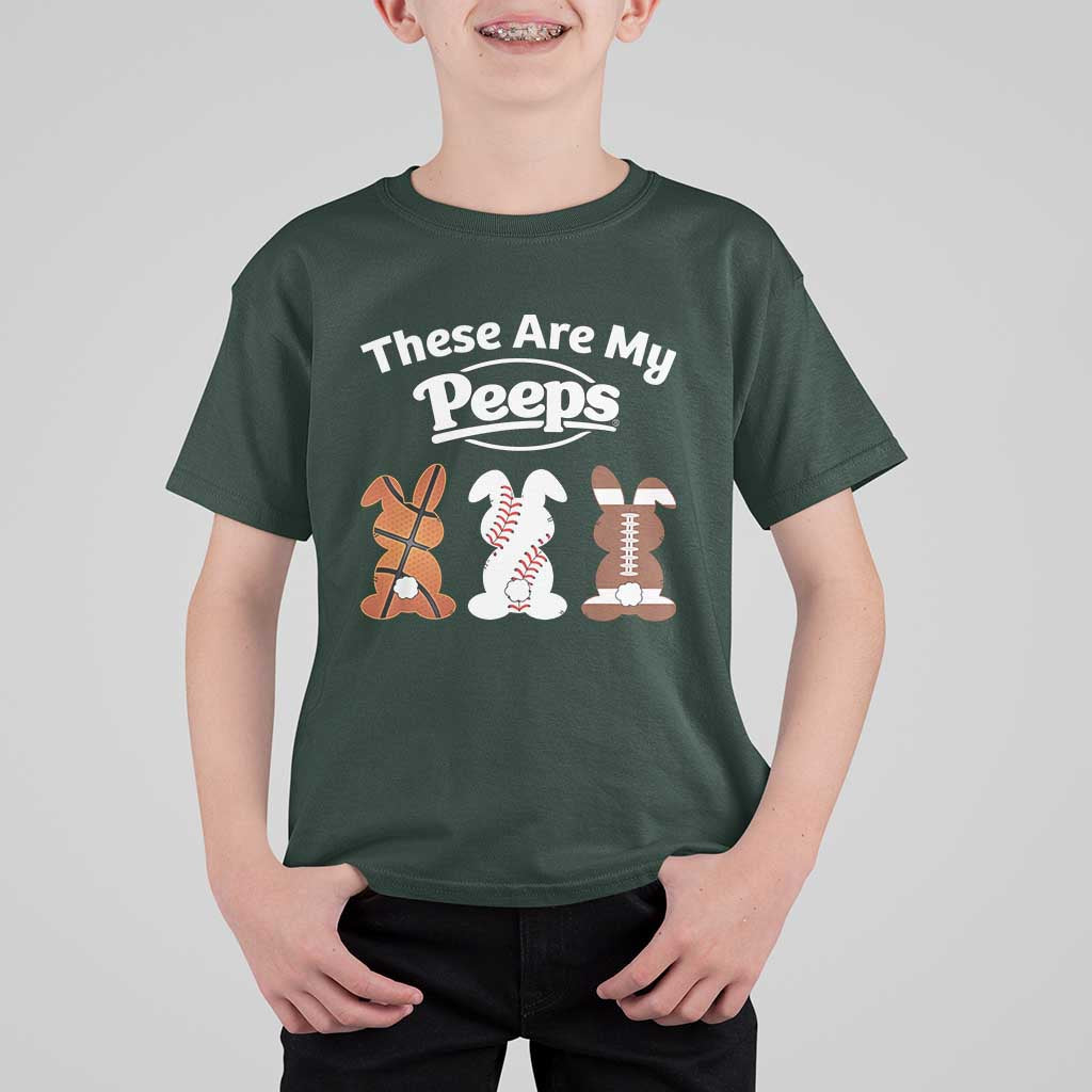 Baseball Basketball Football Easter T Shirt For Kid Cute Bunny Game Day Sports These Are My Peeps - Wonder Print Shop