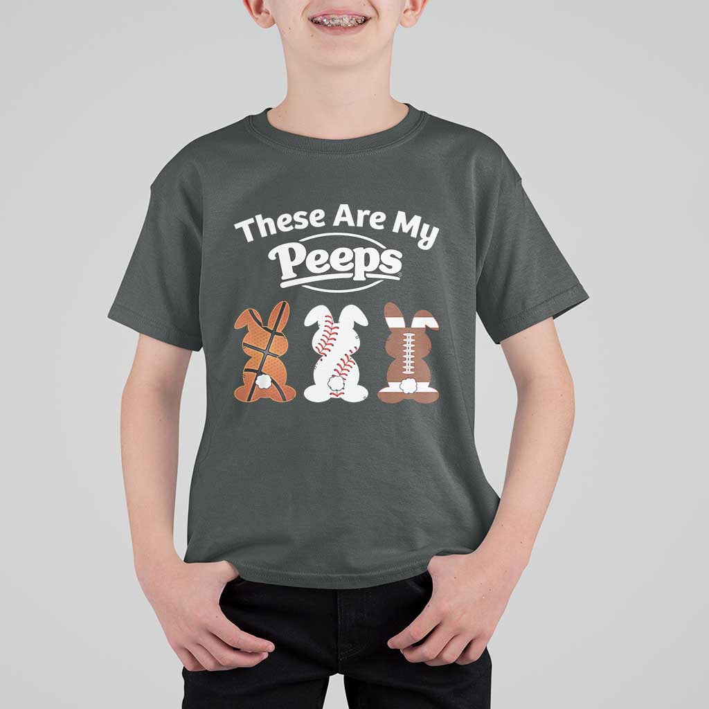 Baseball Basketball Football Easter T Shirt For Kid Cute Bunny Game Day Sports These Are My Peeps - Wonder Print Shop