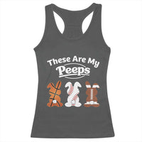 Baseball Basketball Football Easter Racerback Tank Top Cute Bunny Game Day Sports These Are My Peeps - Wonder Print Shop