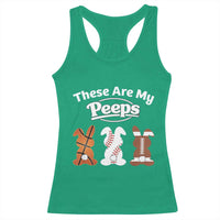 Baseball Basketball Football Easter Racerback Tank Top Cute Bunny Game Day Sports These Are My Peeps - Wonder Print Shop