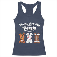 Baseball Basketball Football Easter Racerback Tank Top Cute Bunny Game Day Sports These Are My Peeps - Wonder Print Shop