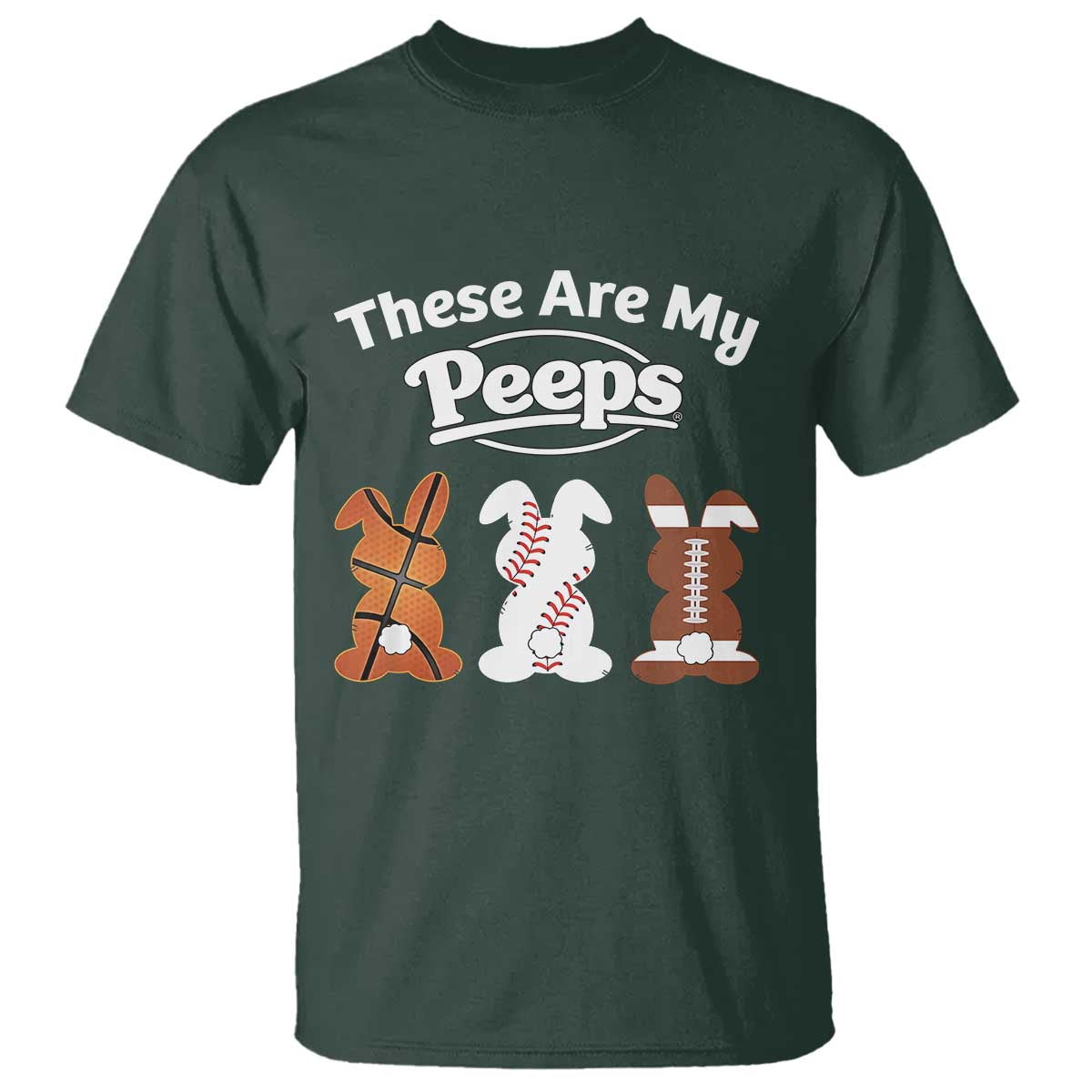 Baseball Basketball Football Easter T Shirt Cute Bunny Game Day Sports These Are My Peeps - Wonder Print Shop