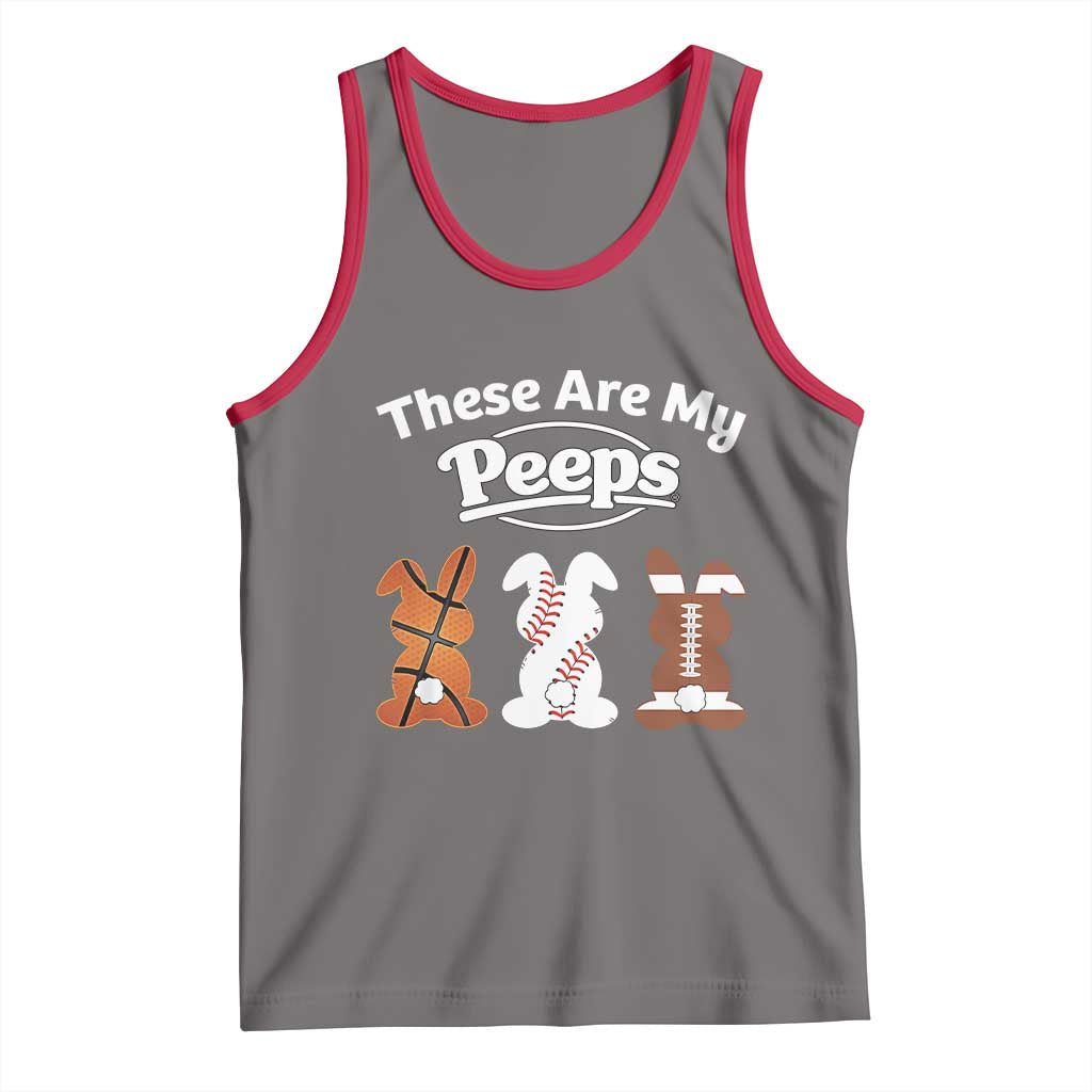 Baseball Basketball Football Easter Tank Top Cute Bunny Game Day Sports These Are My Peeps - Wonder Print Shop