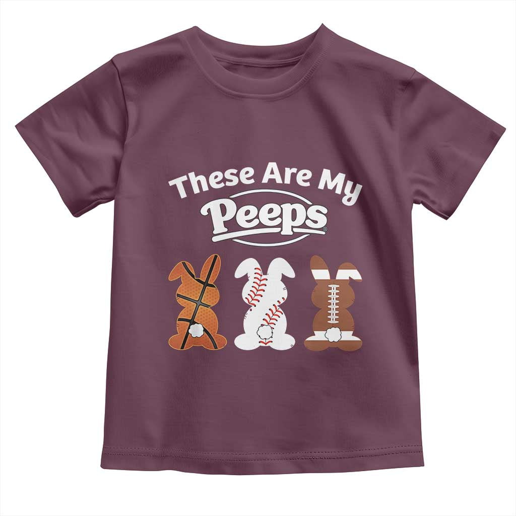 Baseball Basketball Football Easter Toddler T Shirt Cute Bunny Game Day Sports These Are My Peeps - Wonder Print Shop