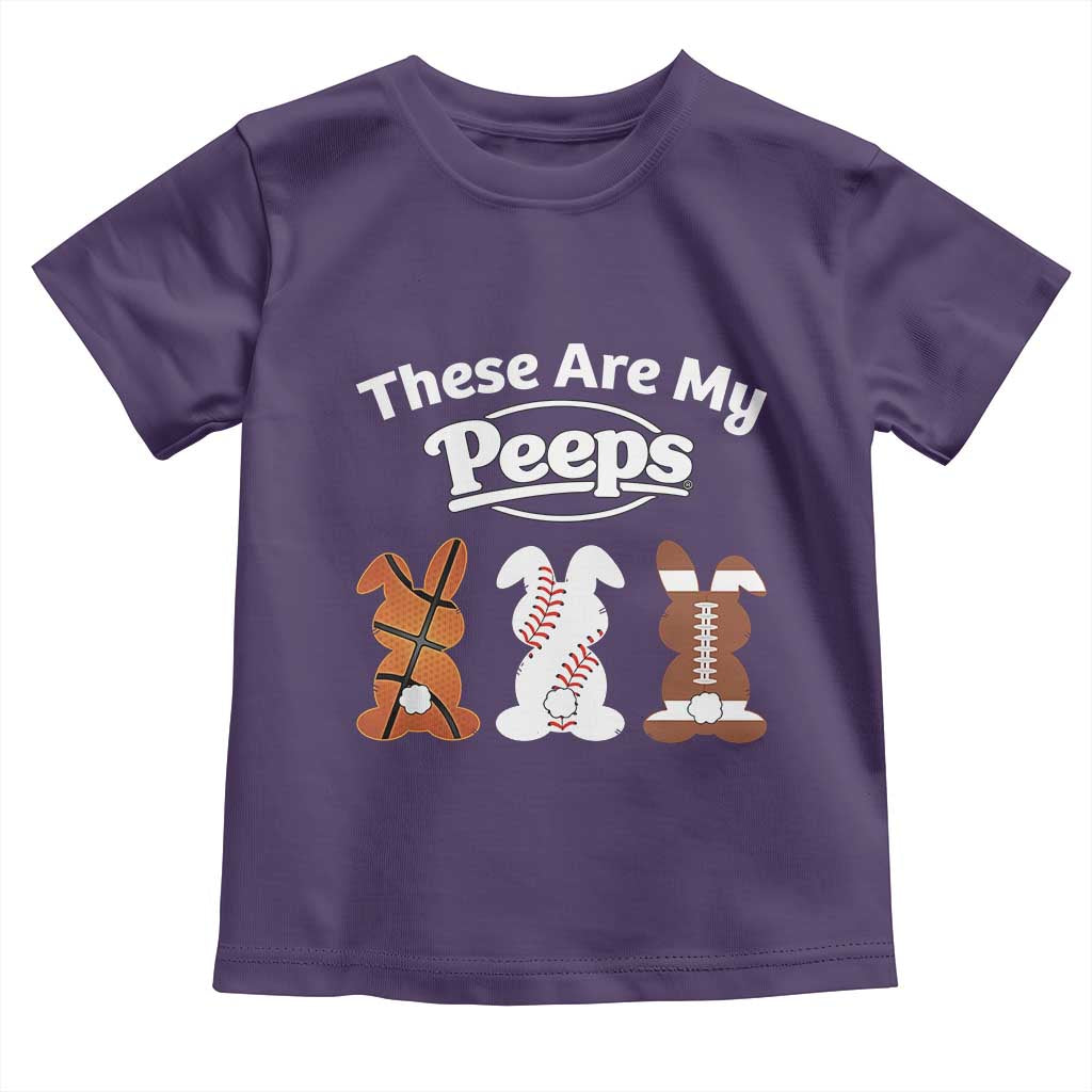 Baseball Basketball Football Easter Toddler T Shirt Cute Bunny Game Day Sports These Are My Peeps - Wonder Print Shop