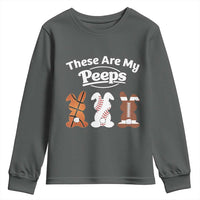 Baseball Basketball Football Easter Youth Sweatshirt Cute Bunny Game Day Sports These Are My Peeps - Wonder Print Shop