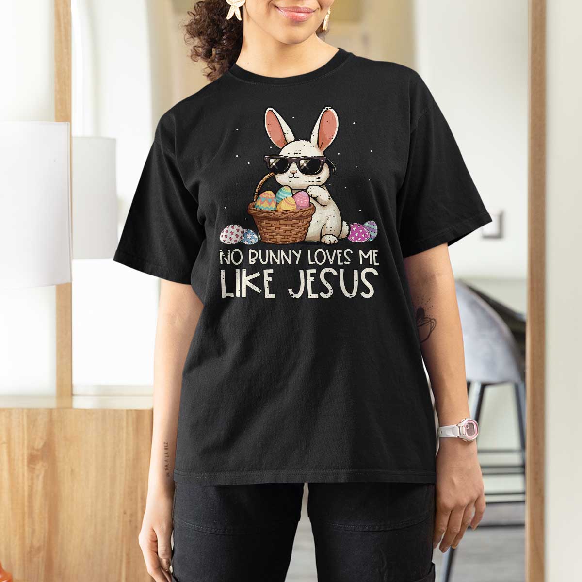 Easter Christian T Shirt For Women No Bunny Loves Me Like Jesus