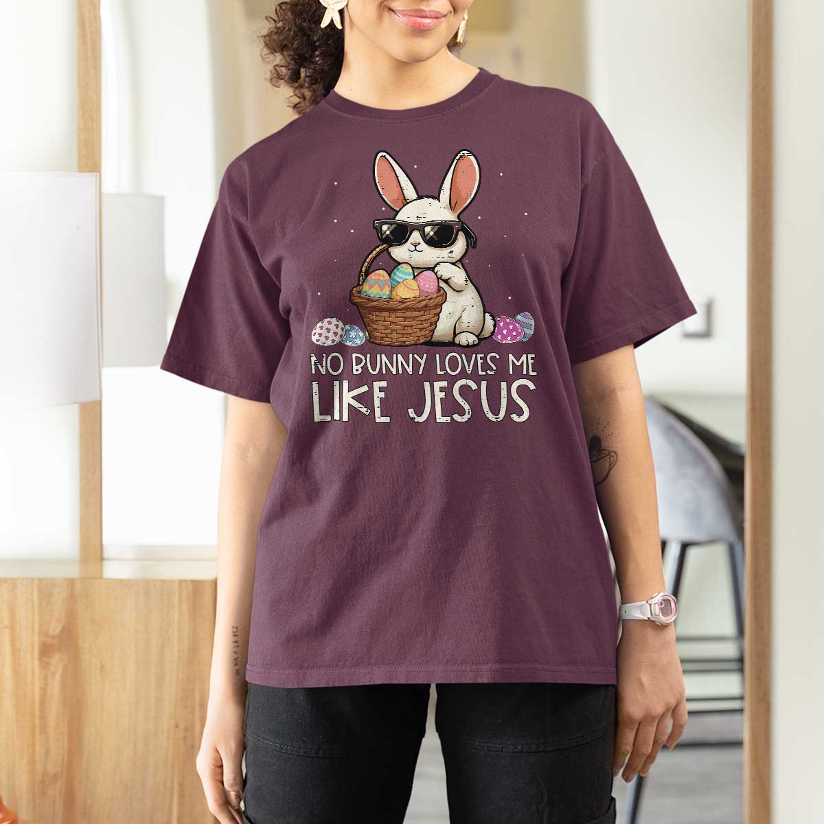 Easter Christian T Shirt For Women No Bunny Loves Me Like Jesus