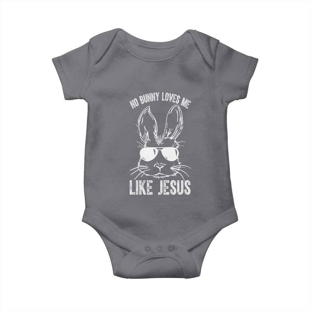 Funny Christian Easter Baby Onesie No Bunny Loves Me Like Jesus Retro Bunny - Wonder Print Shop