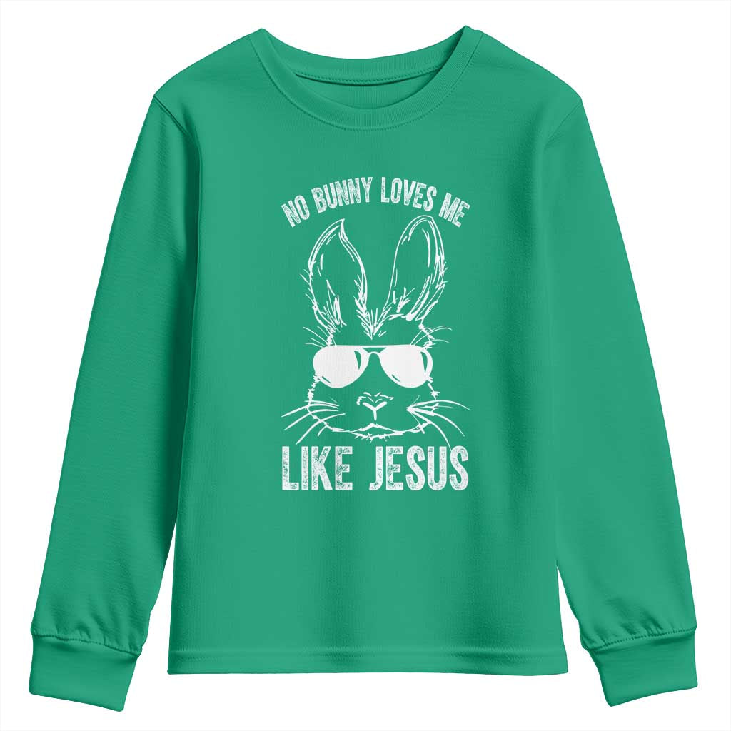 Funny Christian Easter Youth Sweatshirt No Bunny Loves Me Like Jesus Retro Bunny - Wonder Print Shop