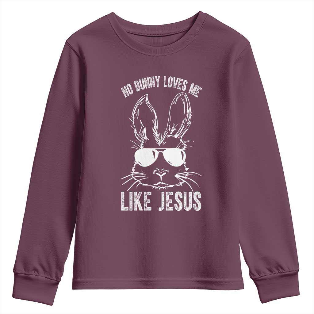 Funny Christian Easter Youth Sweatshirt No Bunny Loves Me Like Jesus Retro Bunny - Wonder Print Shop