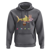 Funny Shark Easter Hoodie Cute Bunny Ears Eggs Hunting Teens Boys Kids - Wonder Print Shop