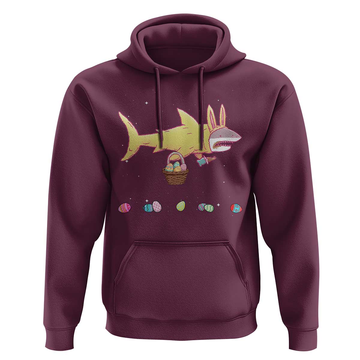 Funny Shark Easter Hoodie Cute Bunny Ears Eggs Hunting Teens Boys Kids - Wonder Print Shop