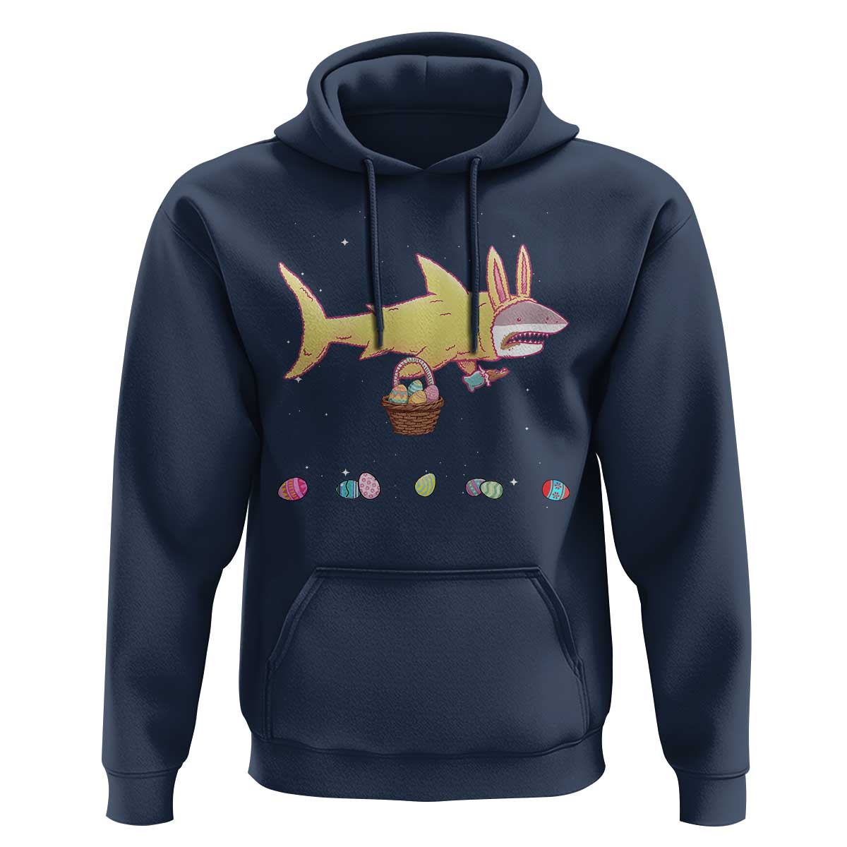 Funny Shark Easter Hoodie Cute Bunny Ears Eggs Hunting Teens Boys Kids - Wonder Print Shop