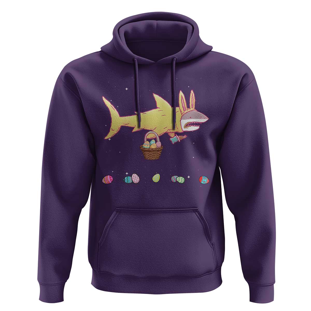 Funny Shark Easter Hoodie Cute Bunny Ears Eggs Hunting Teens Boys Kids - Wonder Print Shop