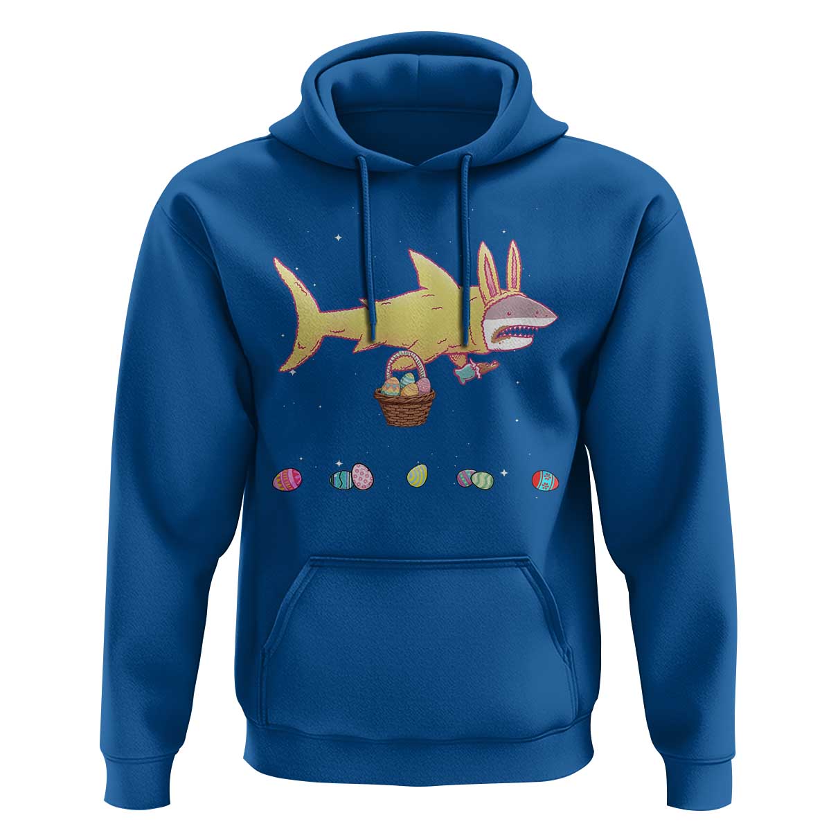 Funny Shark Easter Hoodie Cute Bunny Ears Eggs Hunting Teens Boys Kids - Wonder Print Shop