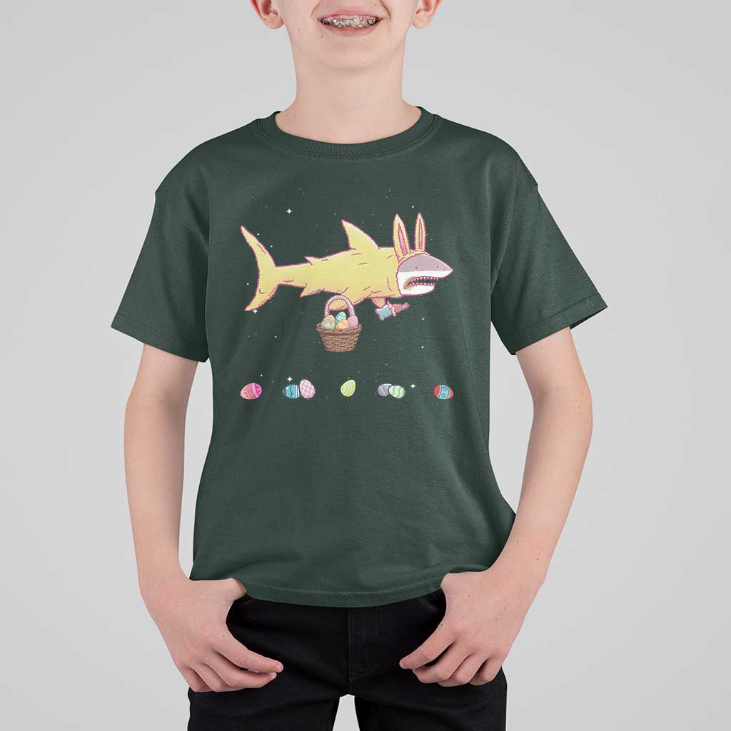 Funny Shark Easter T Shirt For Kid Cute Bunny Ears Eggs Hunting Teens Boys Kids - Wonder Print Shop