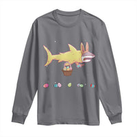 Funny Shark Easter Long Sleeve Shirt Cute Bunny Ears Eggs Hunting Teens Boys Kids - Wonder Print Shop