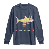 Funny Shark Easter Long Sleeve Shirt Cute Bunny Ears Eggs Hunting Teens Boys Kids - Wonder Print Shop