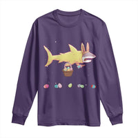 Funny Shark Easter Long Sleeve Shirt Cute Bunny Ears Eggs Hunting Teens Boys Kids - Wonder Print Shop