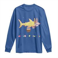 Funny Shark Easter Long Sleeve Shirt Cute Bunny Ears Eggs Hunting Teens Boys Kids - Wonder Print Shop
