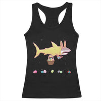 Funny Shark Easter Racerback Tank Top Cute Bunny Ears Eggs Hunting Teens Boys Kids - Wonder Print Shop