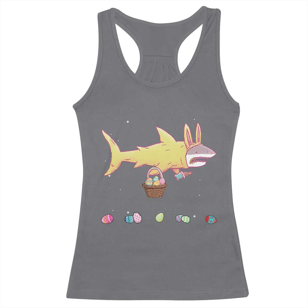 Funny Shark Easter Racerback Tank Top Cute Bunny Ears Eggs Hunting Teens Boys Kids - Wonder Print Shop