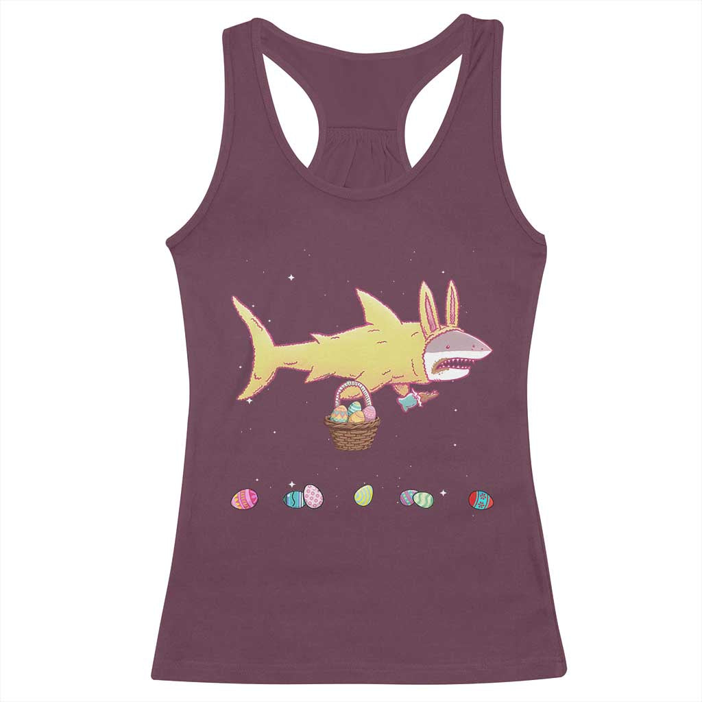 Funny Shark Easter Racerback Tank Top Cute Bunny Ears Eggs Hunting Teens Boys Kids - Wonder Print Shop