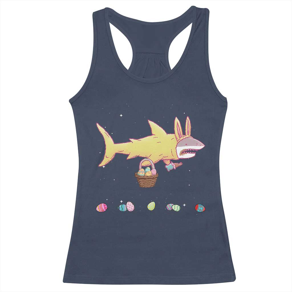 Funny Shark Easter Racerback Tank Top Cute Bunny Ears Eggs Hunting Teens Boys Kids - Wonder Print Shop