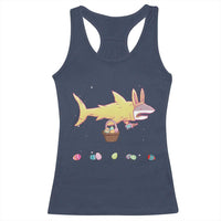 Funny Shark Easter Racerback Tank Top Cute Bunny Ears Eggs Hunting Teens Boys Kids - Wonder Print Shop